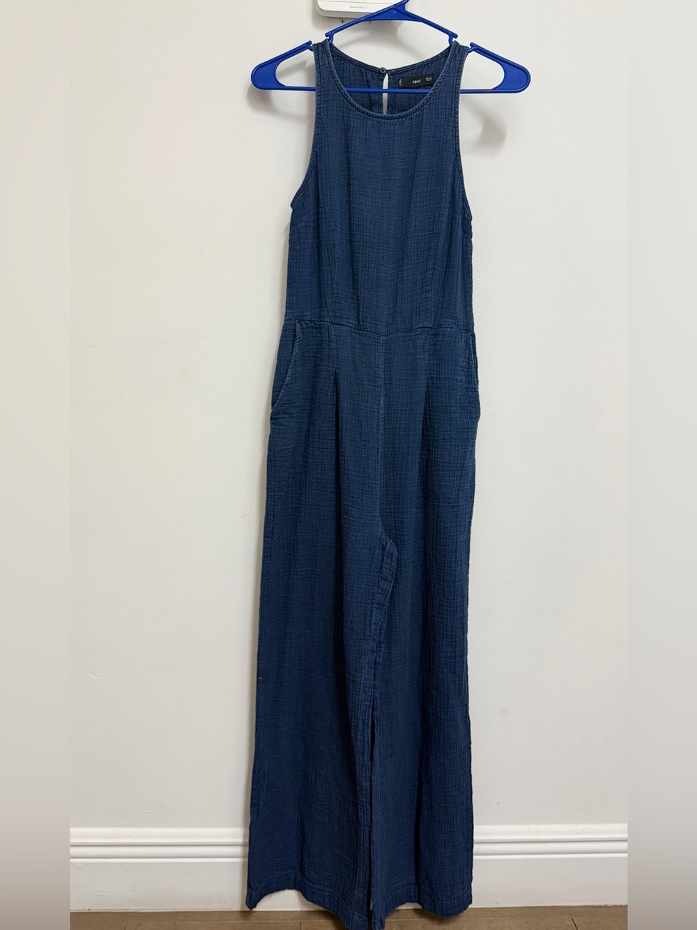 Sleeveless Navy Blue Wide-Leg Jumpsuit